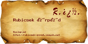 Rubicsek Árpád névjegykártya