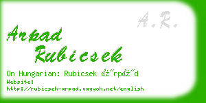 arpad rubicsek business card